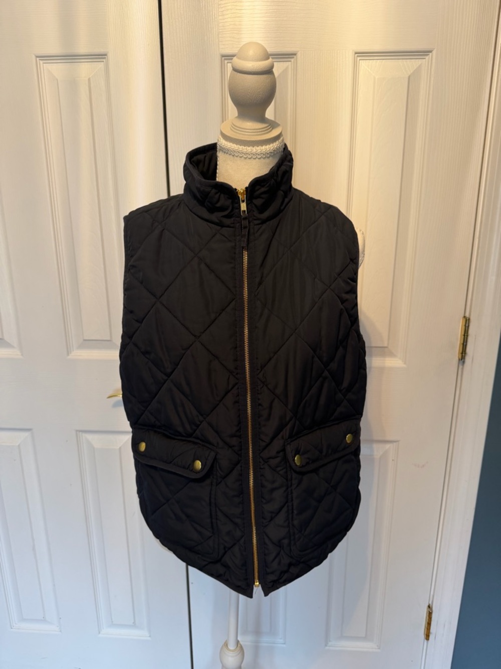 J. Crew Black Quilted Zip Front Vest